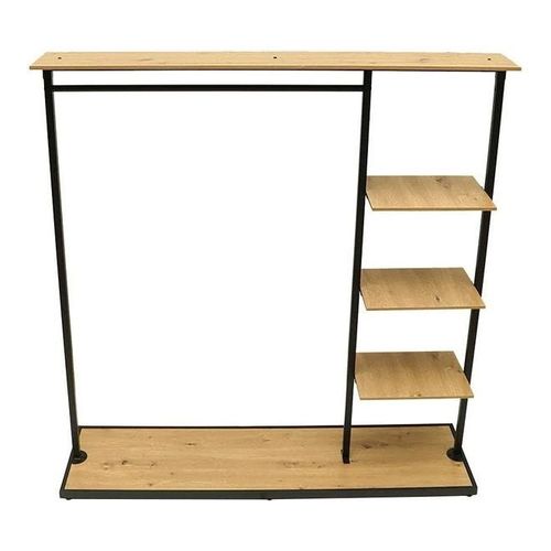 Yatai Free Standing 4 Tier Closet Organizer, Wood and Metal Garment Rack with 4 Wooden Shelves