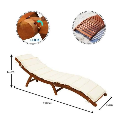Solid Acacia Wood Sun Lounger