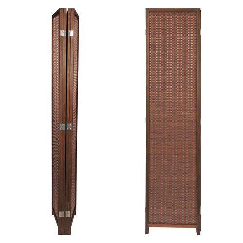 Room Divider Folding Privacy Screen 4 Panel Bamboo Wood Mesh Design Folding Partition Wall Divider
