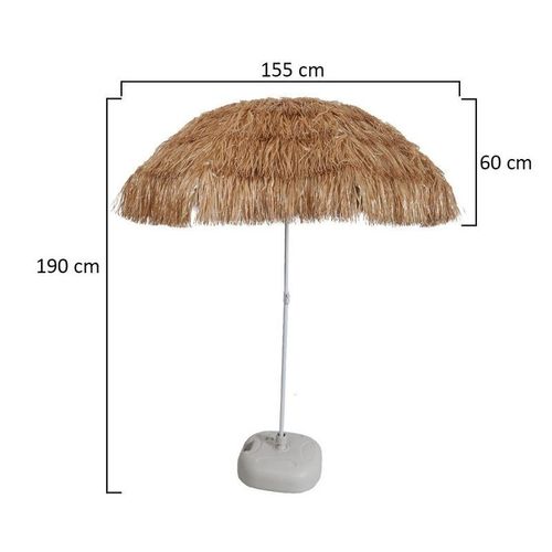 Hawaiian Style Tiki Umbrella With 8 Sturdy Ribs and Steel Poles UV Protection Without Base