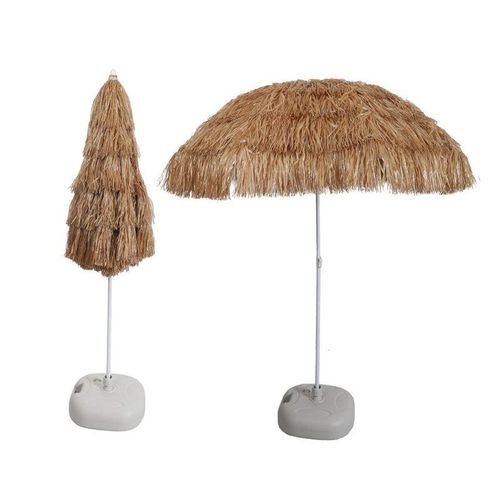 Hawaiian Style Tiki Umbrella With 8 Sturdy Ribs and Steel Poles UV Protection Without Base