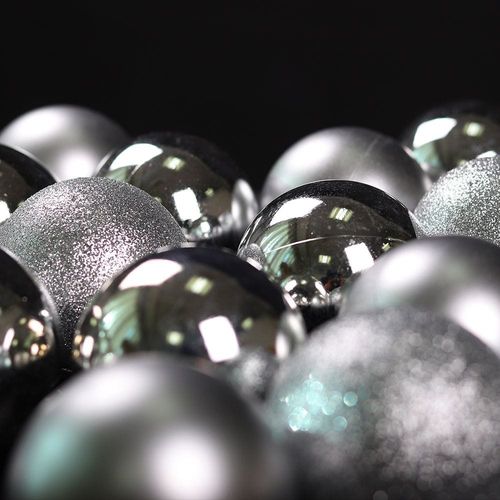Christmas Ball Ornaments For Xmas With Hanging Loop - Silver
