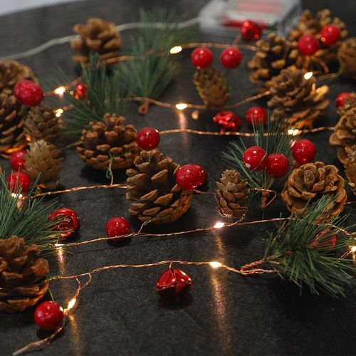Yatai Christmas Pine Cone Battery Operated Garland With LED Lights - Yellow