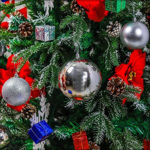 Yatai Pack of 2pcs Christmas Ball Ornaments For Xmas With Hanging Loop - Silver