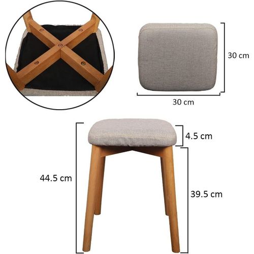 Yatai Padded Wooden Stool, Ergonomic Design Pouffe Footrest Chair with Wooden Legs, Durable Comfortable Change Shoe Stool, Soft Round Ottoman Footrest Stool, Small Pouffe Chair for Living Room