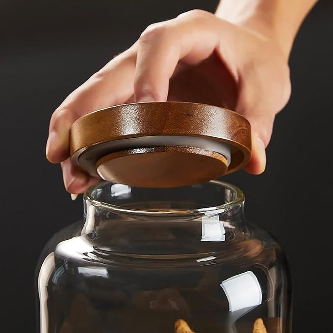 1CHASE Borosilicate Glass Coffee Storage Jar with Lids Thicken Glass Coffee Canister (1900 ML)