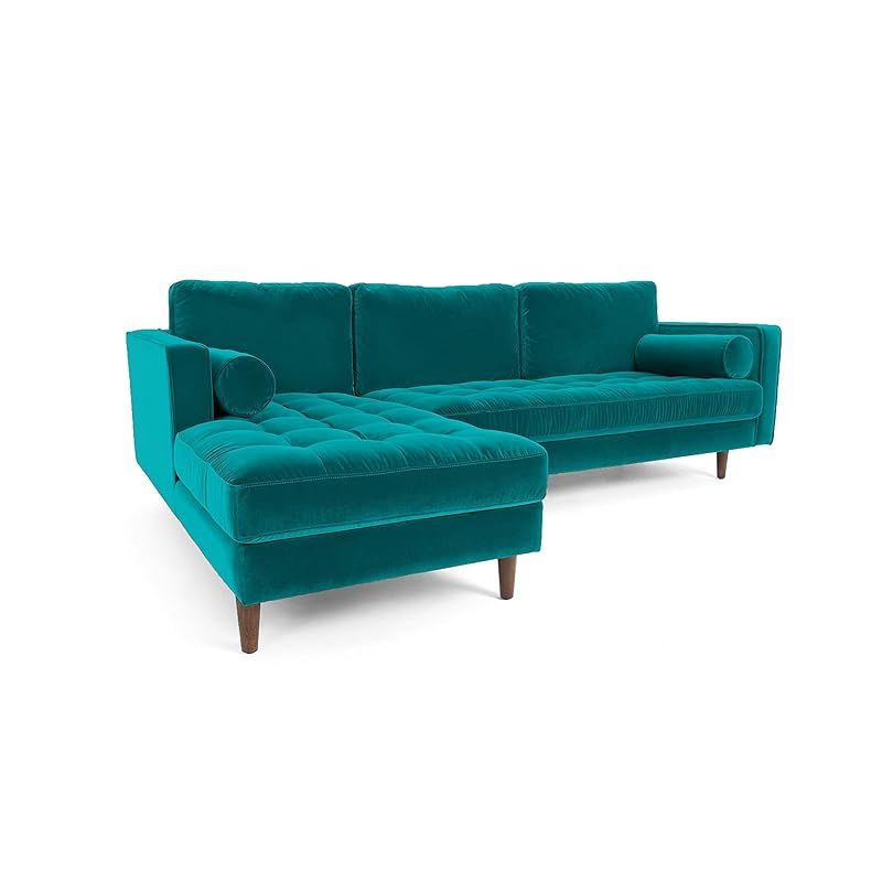 Buy Velvet Series L Shape Sofa Attractive Scott Design Velvet Fabric, Pure  Wood Base Sea Green Color Gdfsct-564-38 Online in Oman