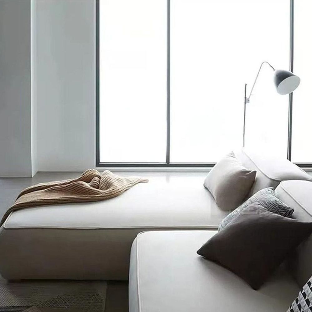 Nordic Cloud L-Shape Sofa – Modern Minimalist Sectional Couch, Premium Fabric Beige