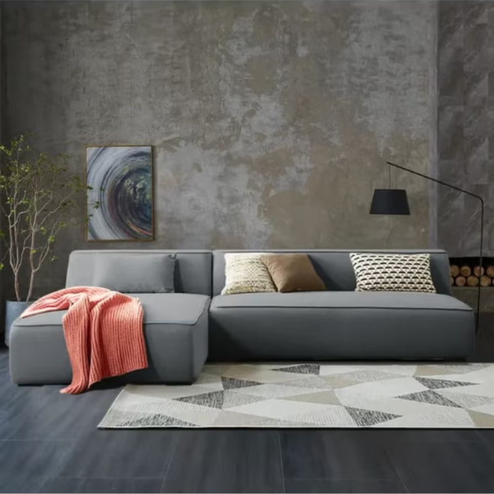 Nordic Cloud L-Shape Sofa – Modern Minimalist Sectional Couch, Premium Fabric Grey 