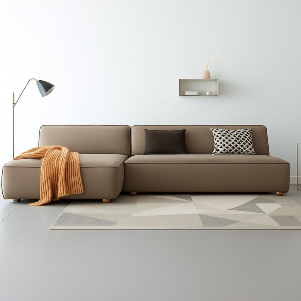 Nordic Cloud L-Shape Sofa – Modern Minimalist Sectional Couch, Premium Fabric Taupe 