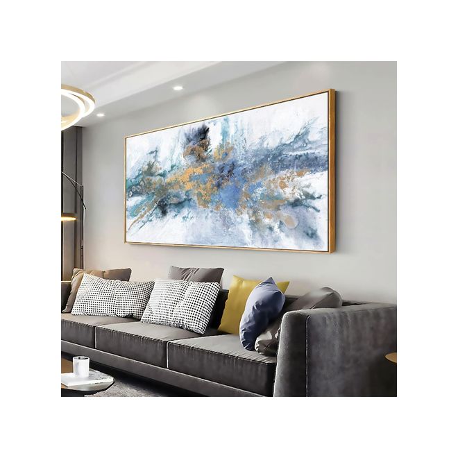 Buy Abstract Wall Art For Living Room Large Framed Navy Canvas