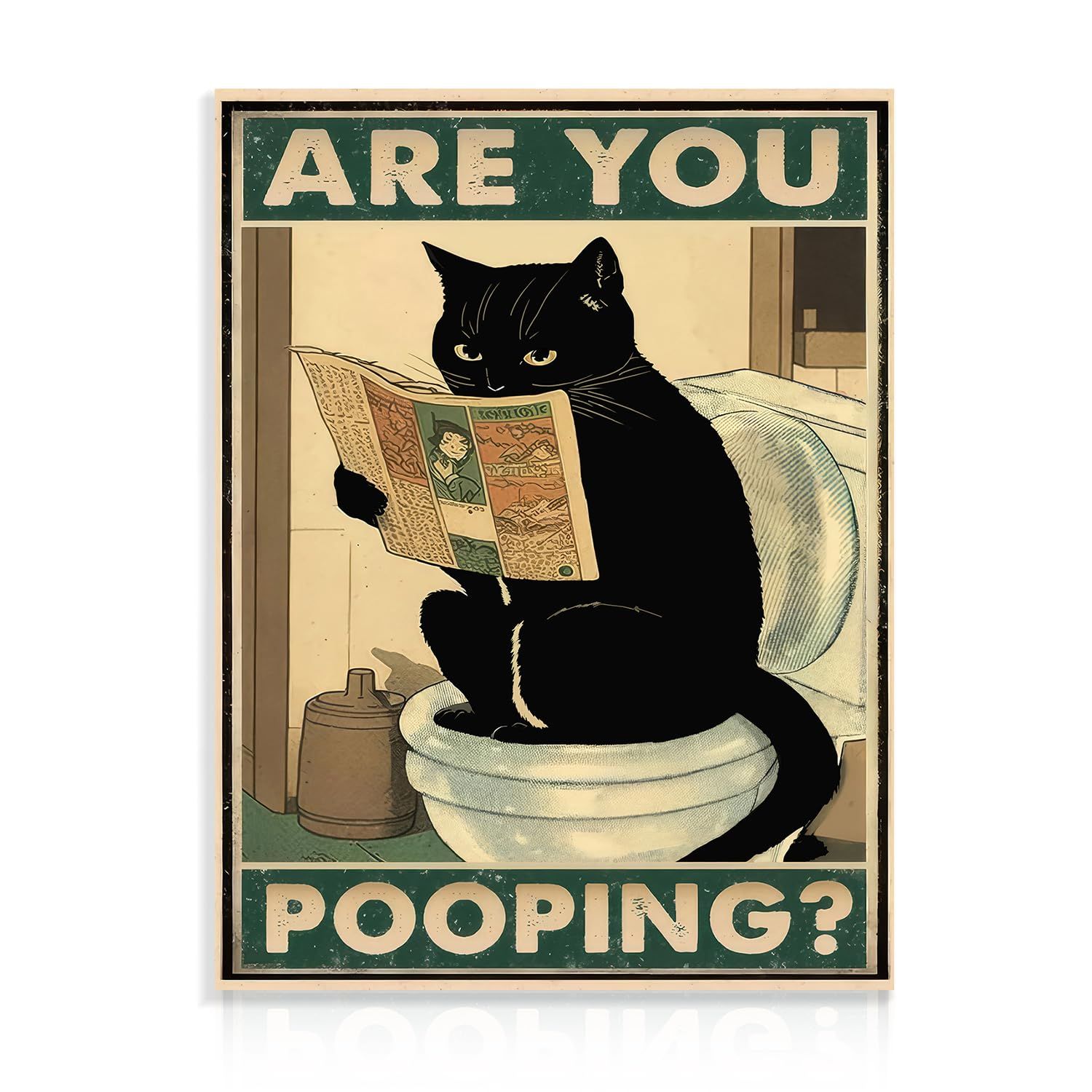 Buy ALAYRA Funny Black Cat Bathroom Wall Art Are You Pooping Cat Sign ...
