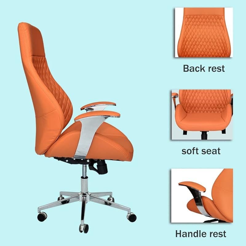 Orange leather on sale office chair