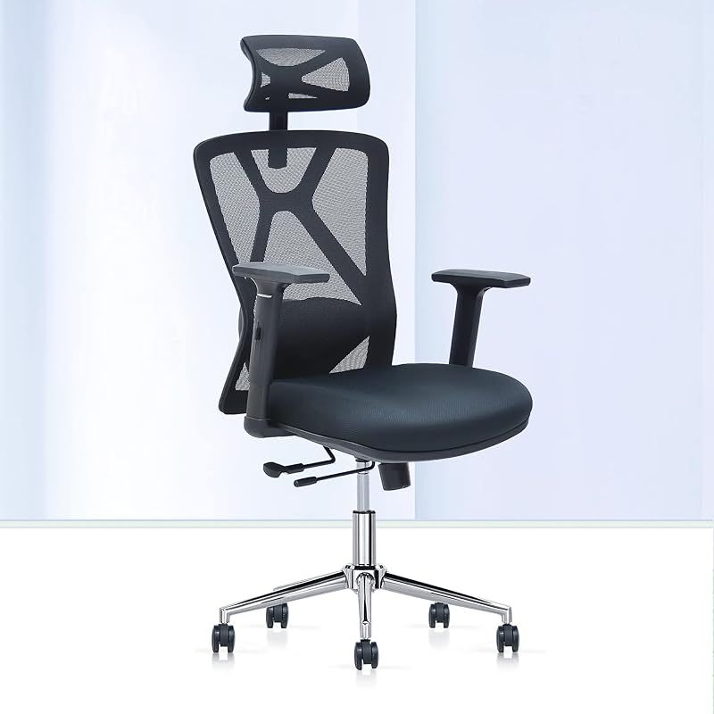 Office Desk Chair, Ergonomic Computer Office Chair with Adjustable Headrest and Adjustable height and back rest and Lumbar Support,High Back Executive office Chair with 4 option. (Black)