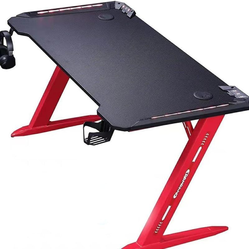 Buy Gaming Desk with Headset Hook, Cup Holder, and RGB LED Colors