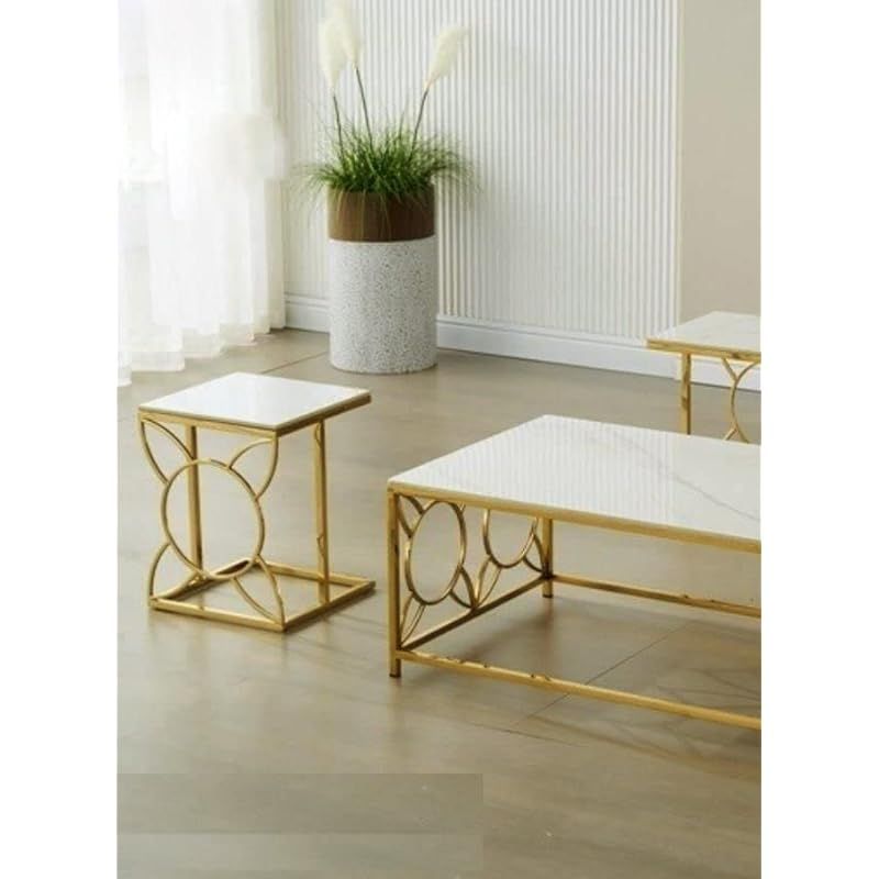 Gold glass deals coffee table set