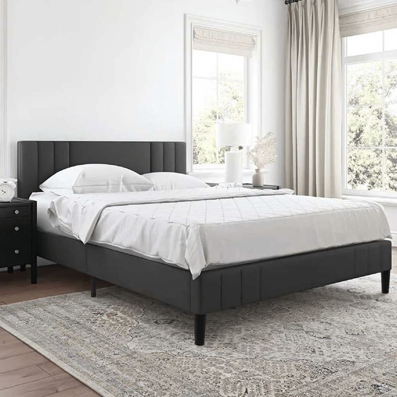 Buy Linen Upholstered Bed Single Size 200x90 Online | Danube Home UAE