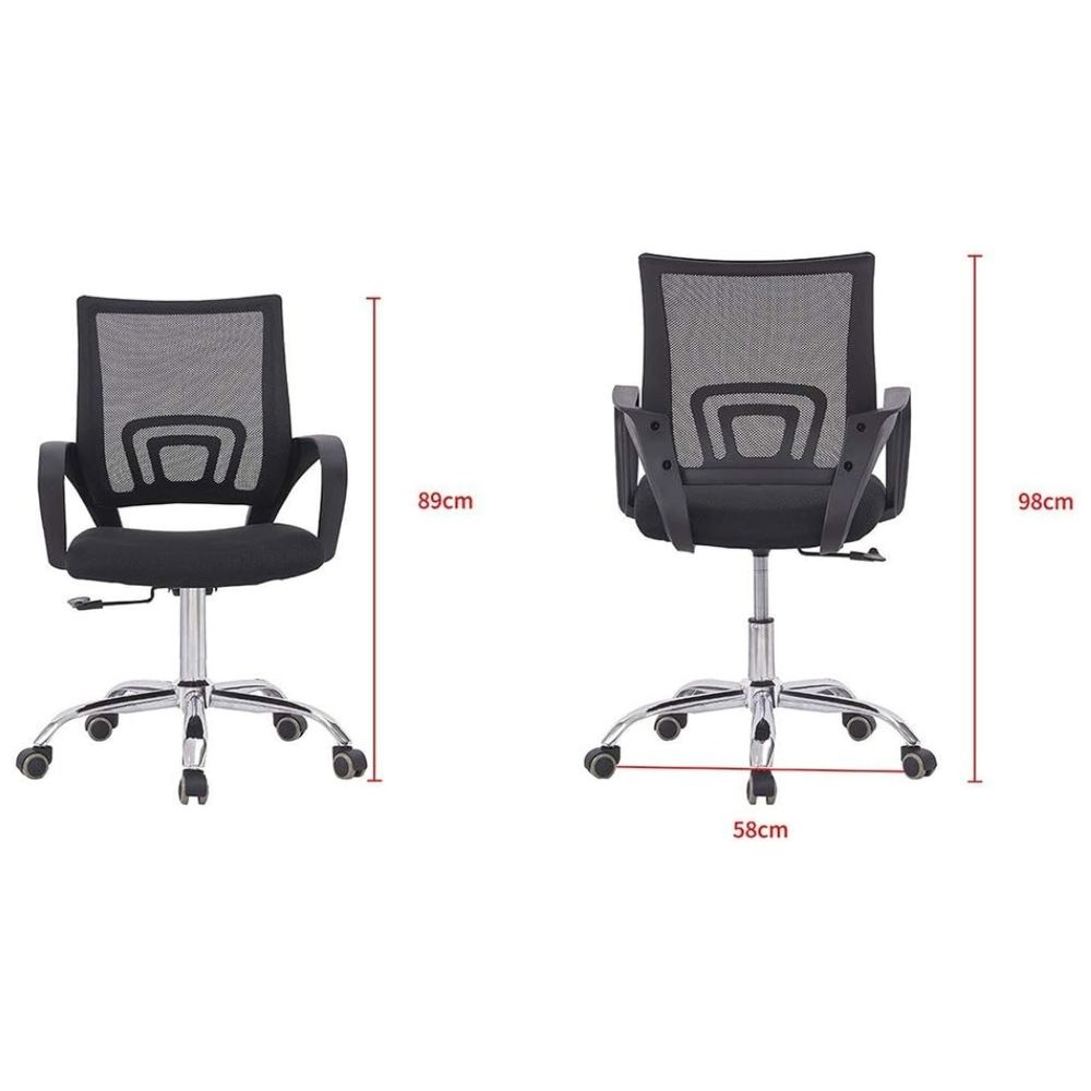 4 Piece Premium Office Chair Ergonomic Designed Desk Chair Mid Back Adjustable Wide Seat Mesh Chair Black