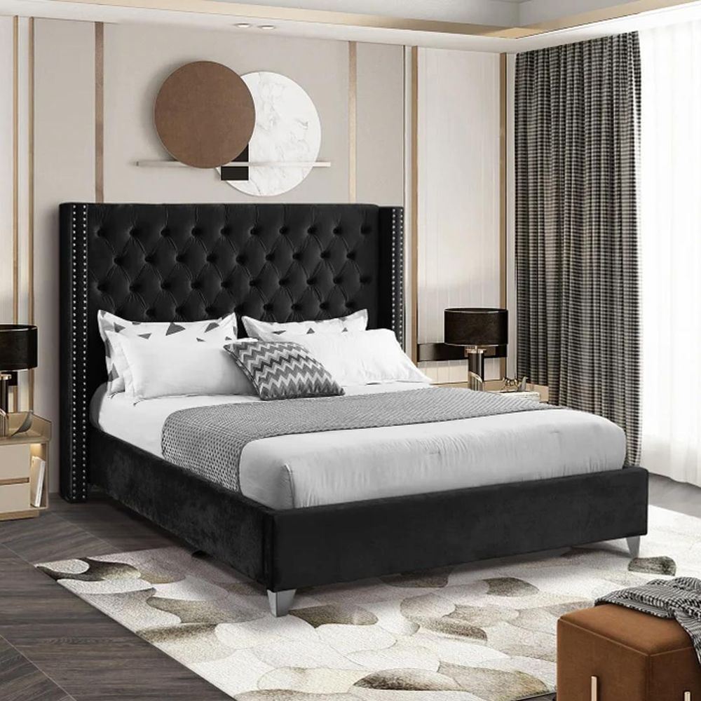 Velvet bed store black