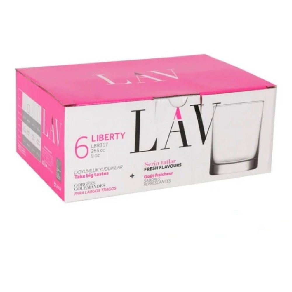 Lav 6-Piece Liberty Tumbler Set, 265 ml, Clear