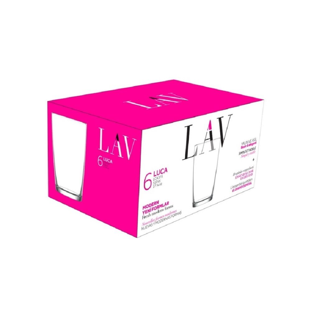 Lav 3-Piece Luca Long Drink Tumbler Set, 510 ml, Clear