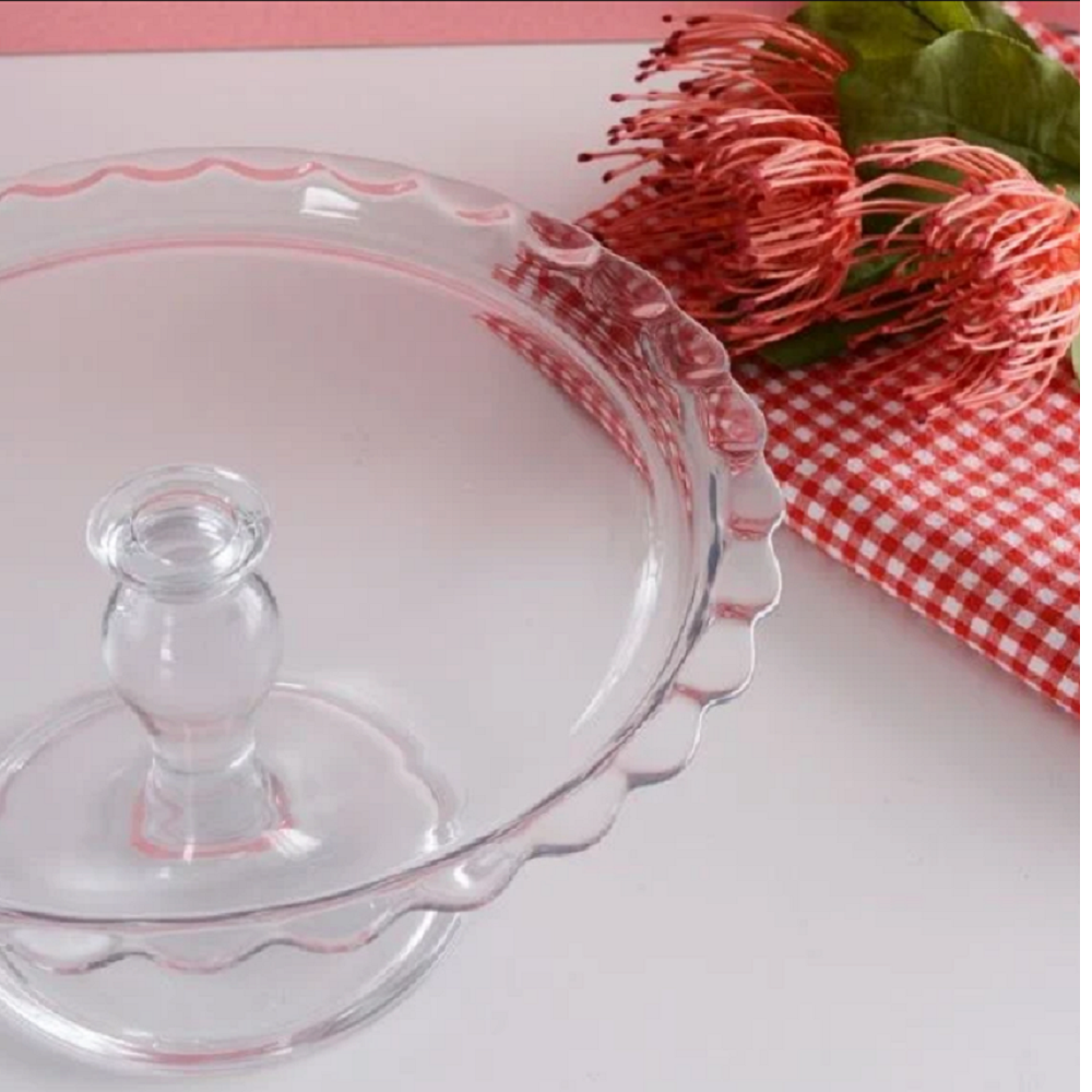 Pasabahce Petite Patisserie Round Footed Glass Serving Plate, 264 mm Diameter, 121 mm Height