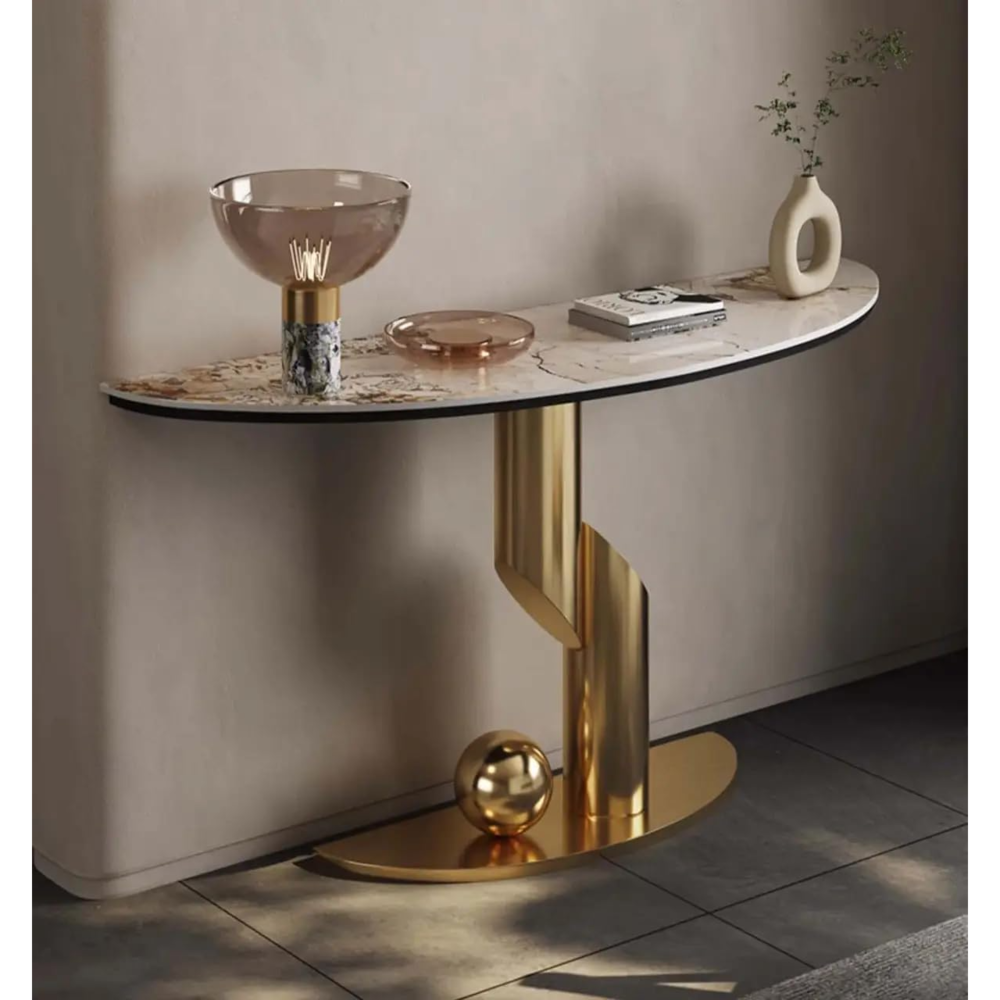 Buy Elegant Arch Shape Console Table in Slate Marble Top - Gold Online ...