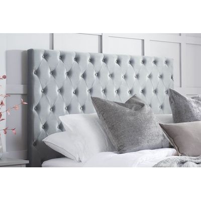 Bliss Breeze Tufted Upholstered Large Twin Size ( 140 X 190 ) Grey Color Bed