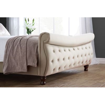 Serene Shade Tufted Upholstered Twin Size ( 120 X 190 ) Beige Color Bed
