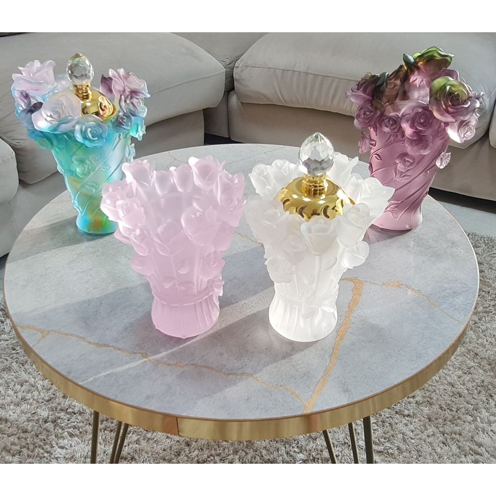 BLISS VIE Crystal Glass Bakhoor Incense Burner - Eid Gift Set - Rose White Colour