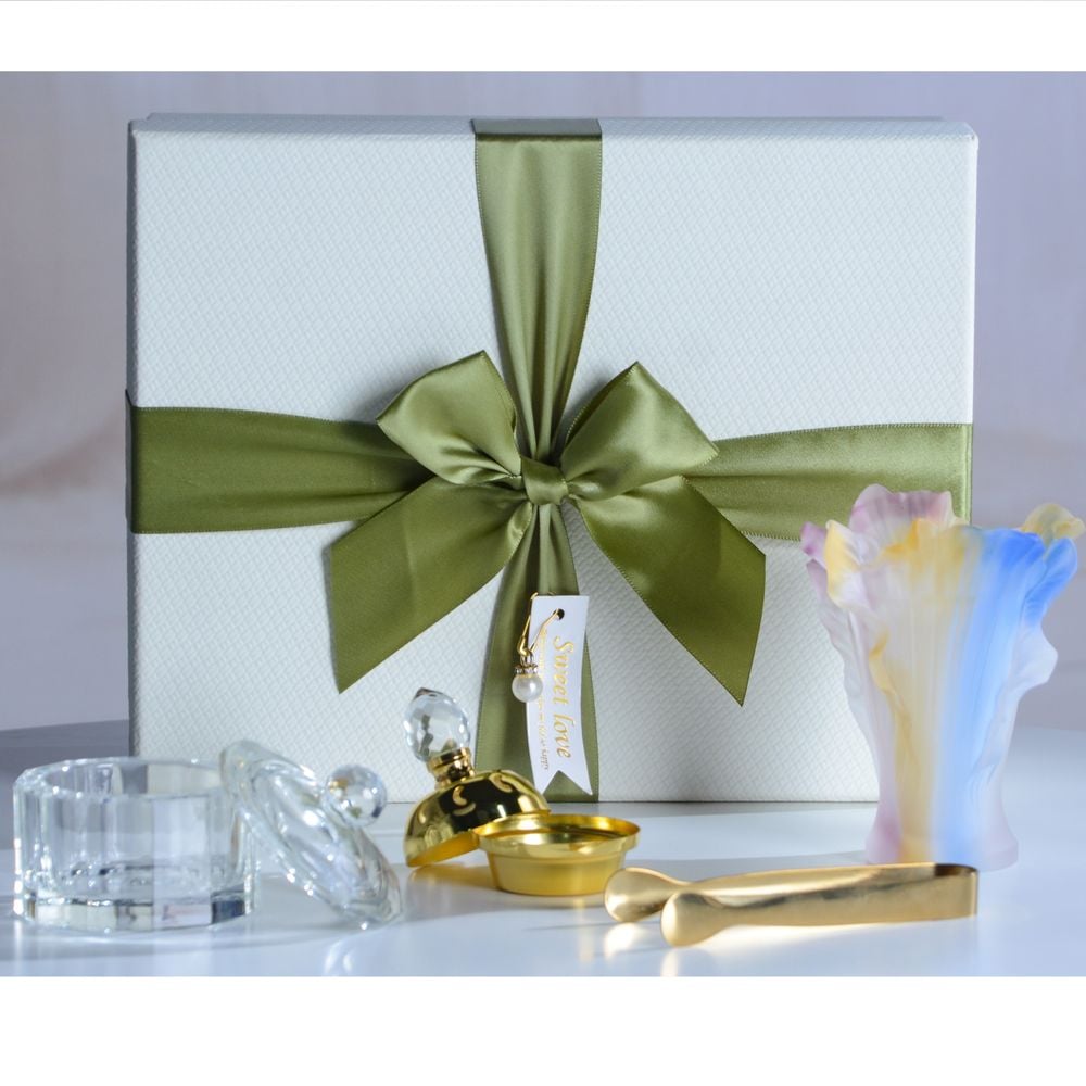 BLISS VIE Crystal Glass Bakhoor Incense Burner - Eid Gift Set - Poppy Mixed Colour