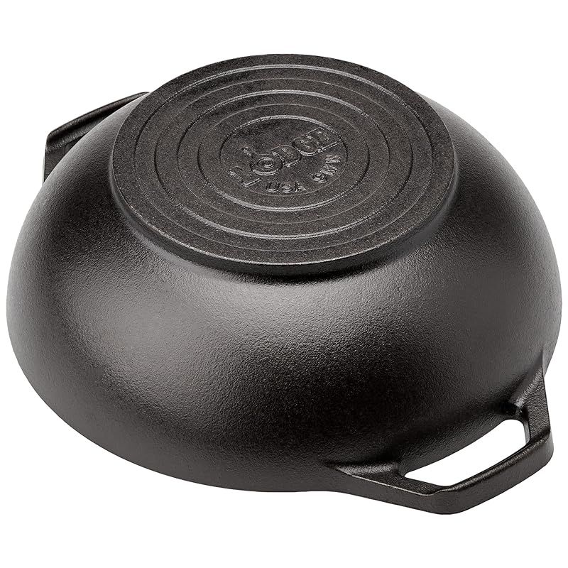 Lodge 9 Inch Cast Iron Mini Wok With Loop Handles - Black