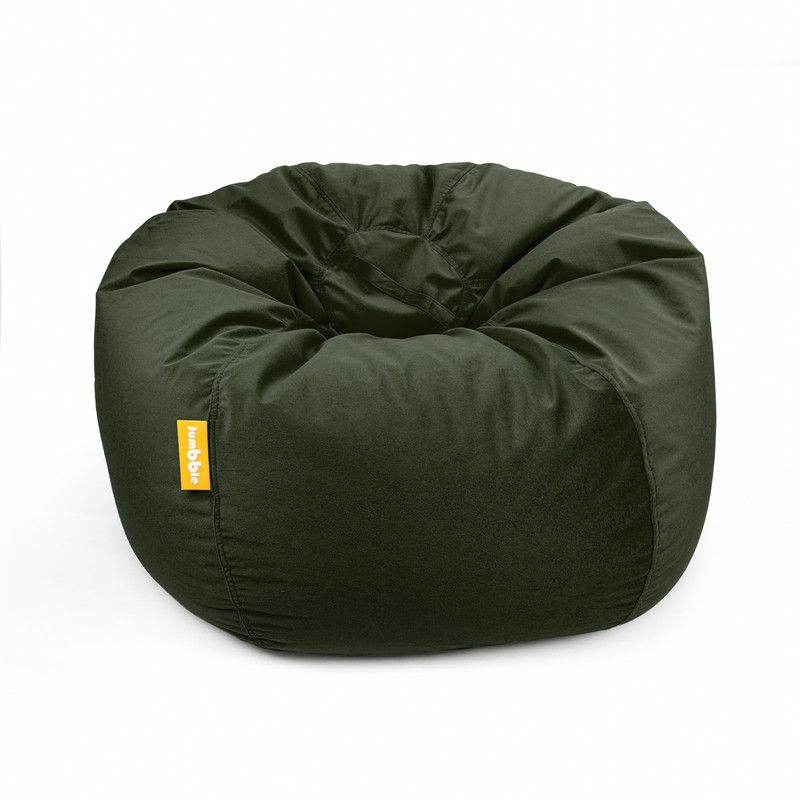 Jumbble Nest Soft Suede Bean Bag with Filling | Cozy Bean Bag Best for Lounging Indoor | Kids & Adult | Soft Velvet Fabric | Filled with Polystyrene Beads (Large, Dark Green)