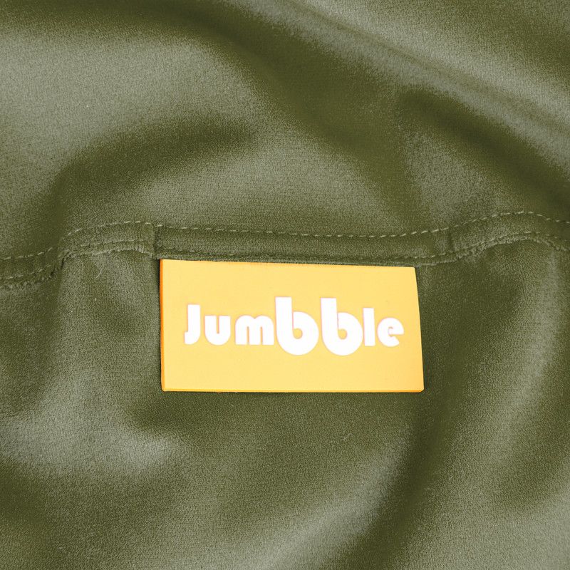 Jumbble Classic Round Soft Suede Bean Bag with Filling | Cozy Bean Bag Perfect for Lounging | Adults & Kids | Soft Velvet Fabric | Filled with Polystyrene Beads (Army Green, Kids-XS)