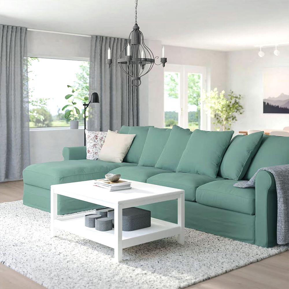 Light green corner deals sofa