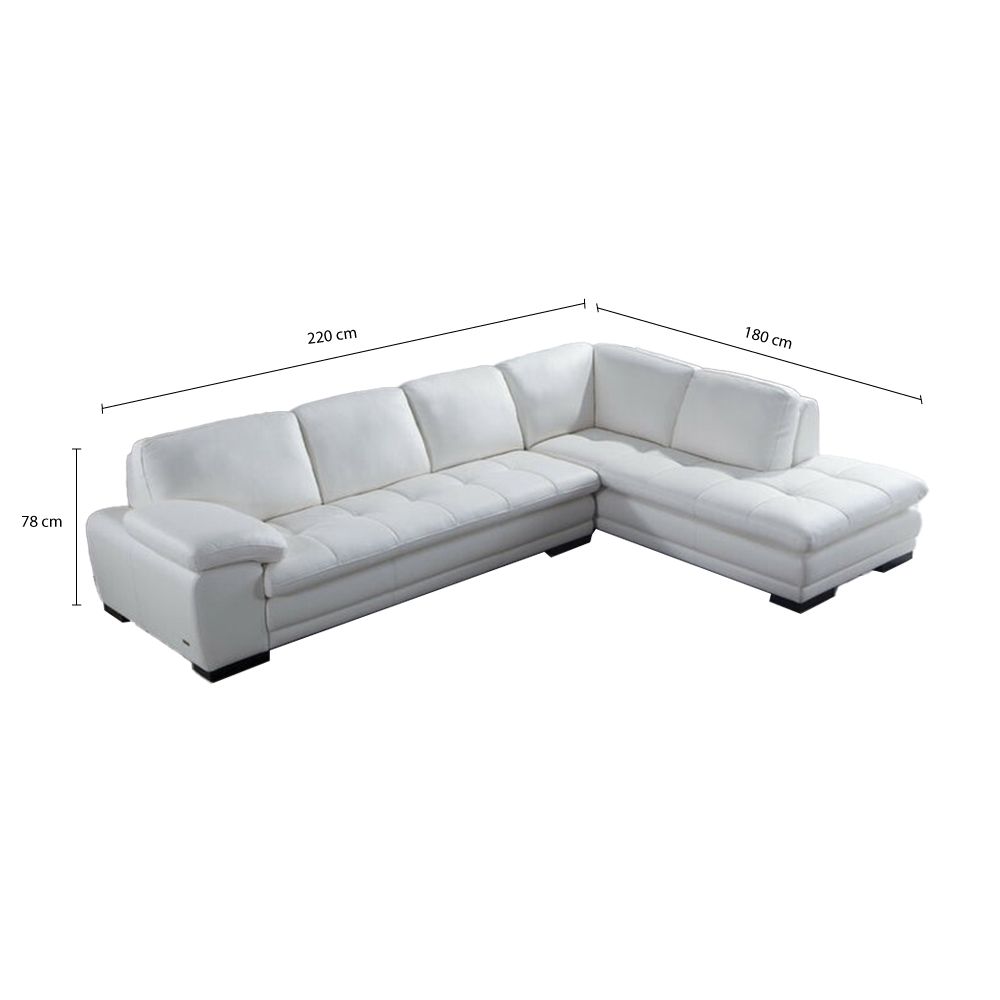 Buy Marcels Wide 5 Seater Corner sofa PVC Leather Sofa Chaise Ivory L 220cm x W 180cm x H 78cm Online Danube Home UAE