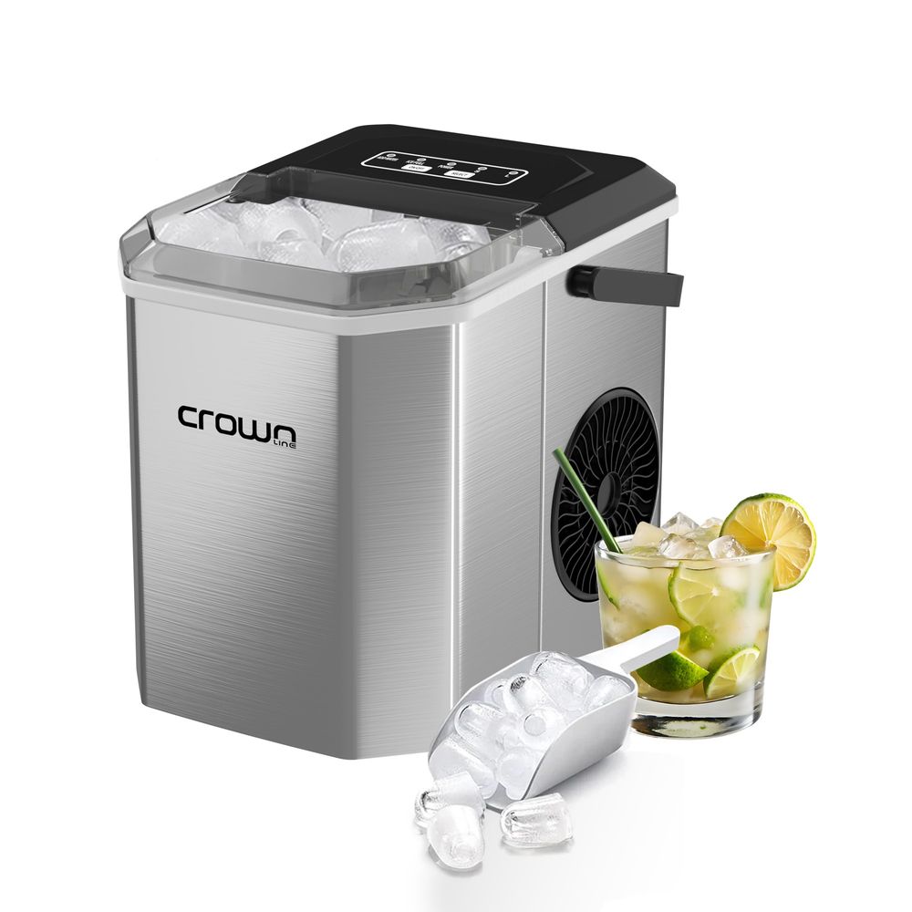 Crownline IM-411 Portable Ice Maker, 12kg/24Hrs, 9-Bullet Ice/6 mins. with Carry Handle