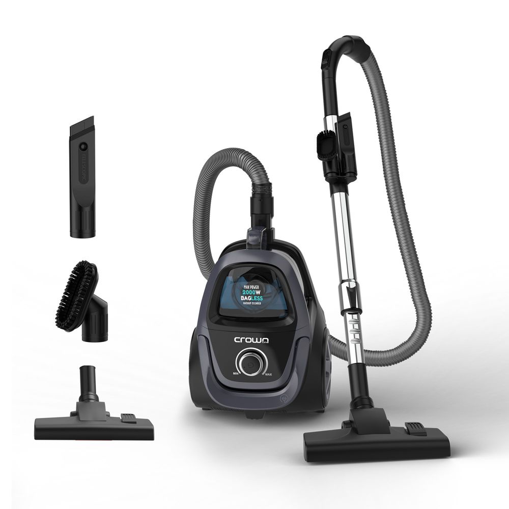 Crownline VC-272A Vacuum Cleaner w/ 2000W Motor, Multiple Filters, 300W Suction Power, Adjustable Handle, 2.5L Tank, Automatic Cord Winder, Dust Full Indicator, Quiet Operation <78dB, and >23.0kPa VP