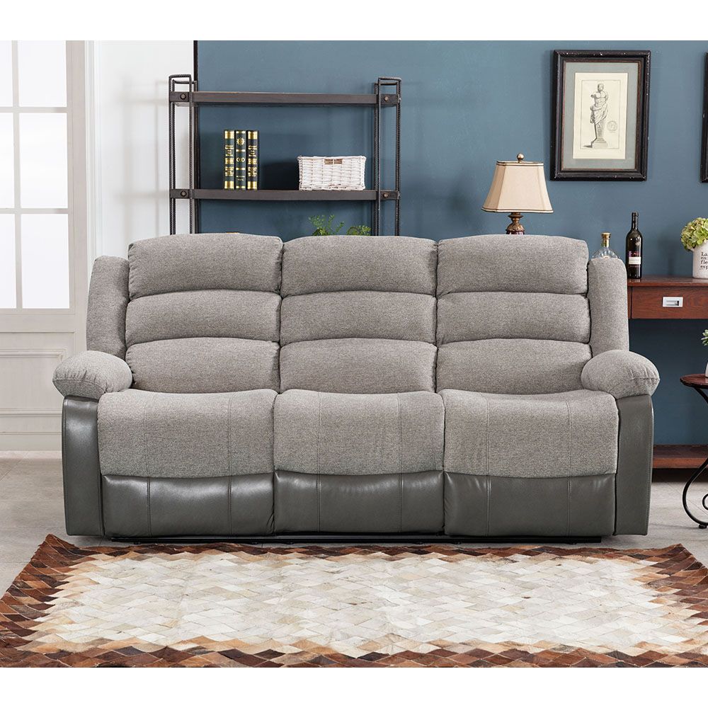 Greensboro 3+2+1 Seater Fabric Manual Motion Recliner Set- Dark Grey