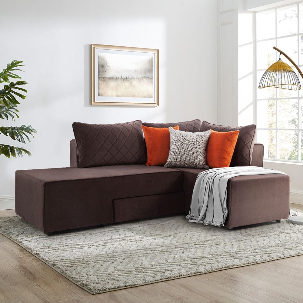 Brown fabric online sectional