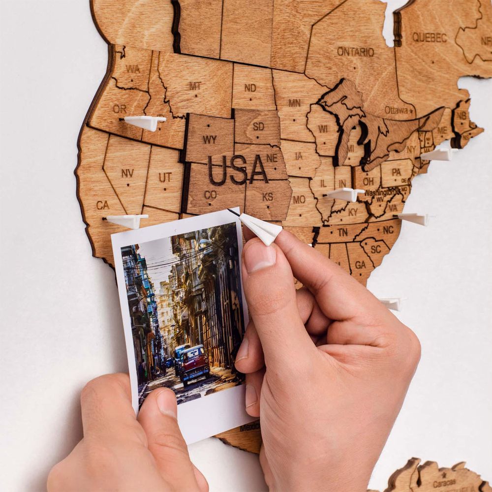 دبابيس طائرات للخريطة العالمية الخشبية | Enjoy The Wood