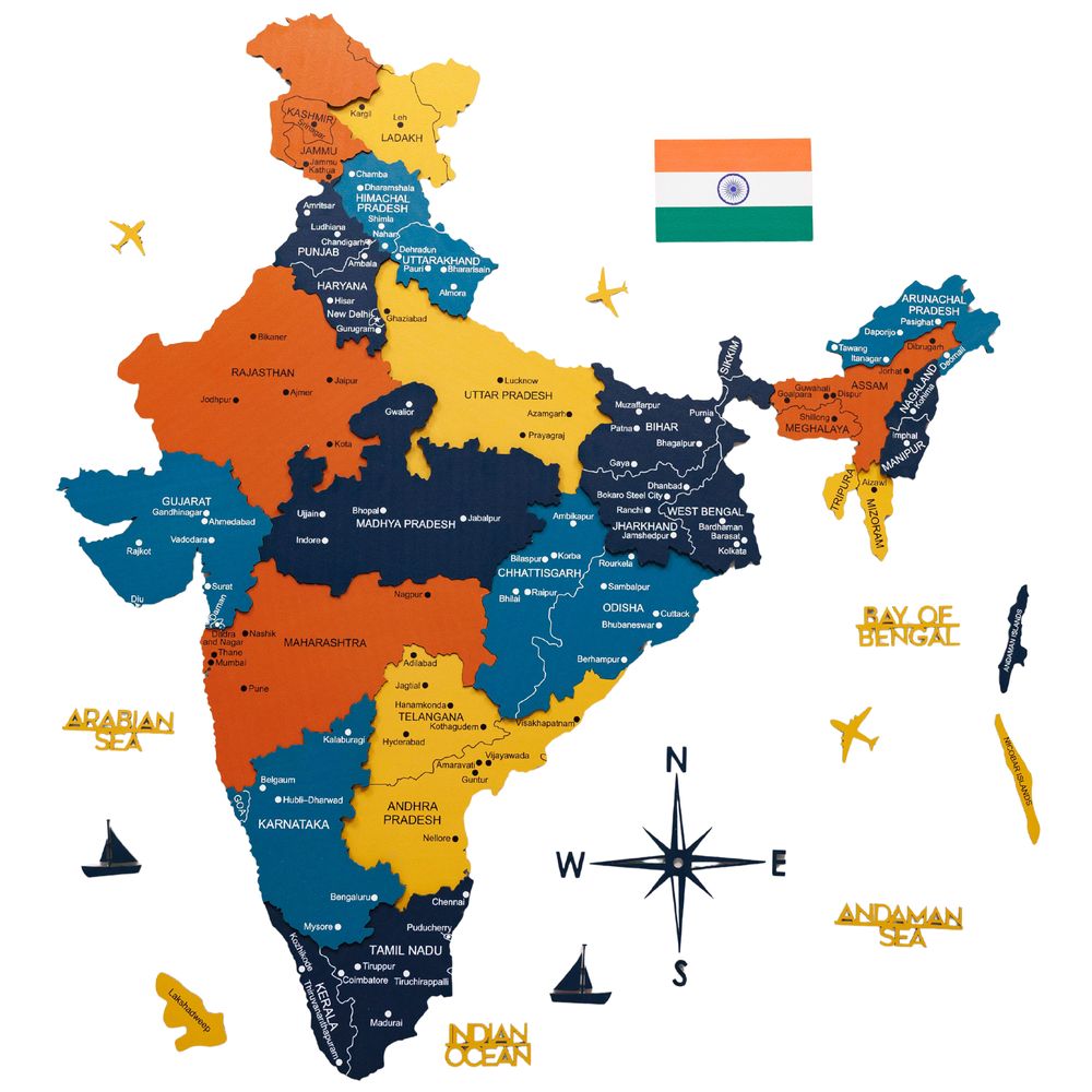India 3D Wooden Map - Indie