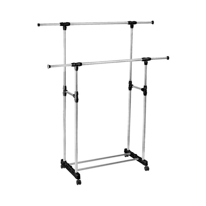 Portable Clothes Rack Hanger Silver/Black Medium