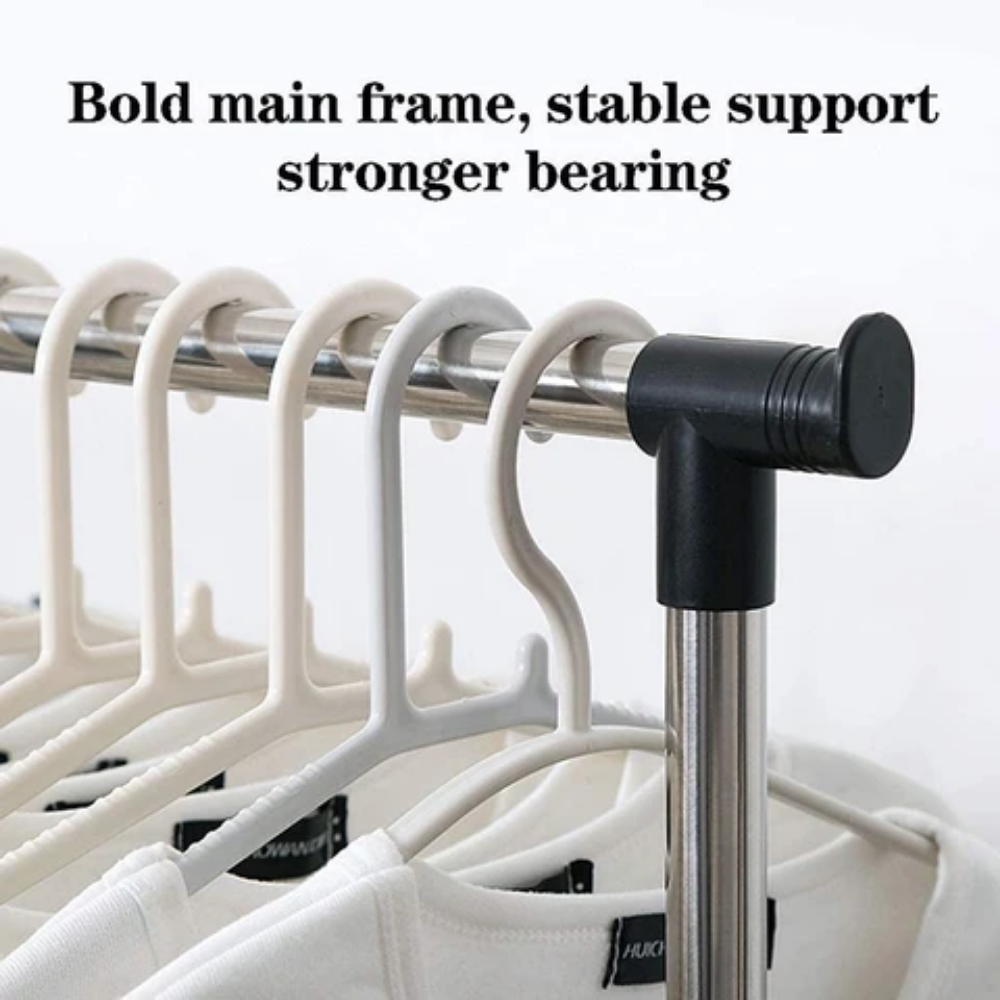 Double Pole Telescopic Clothes Hanger Silver/Black 845x430millimeter