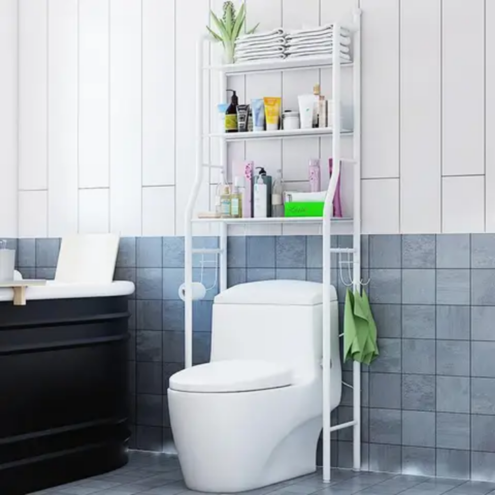 Bathroom Storage Rack White 50X25X160cm