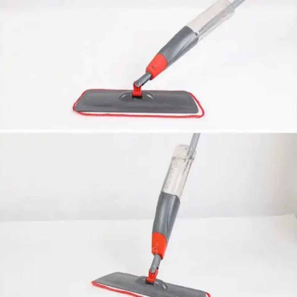 Water Spraying Cleaning Mop Silver/Black/Red 0.85L