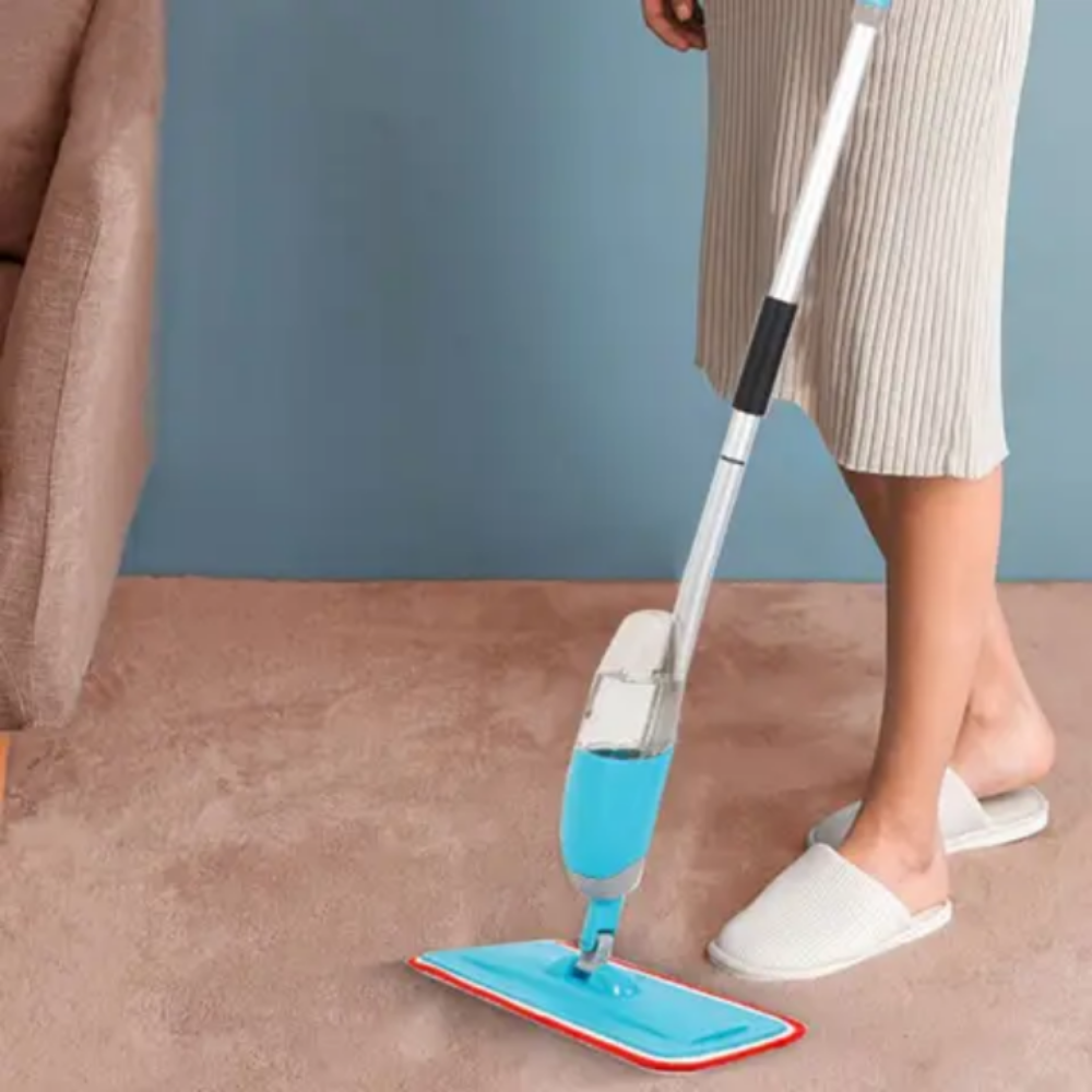 Long Handle Mop With Spray Blue/White