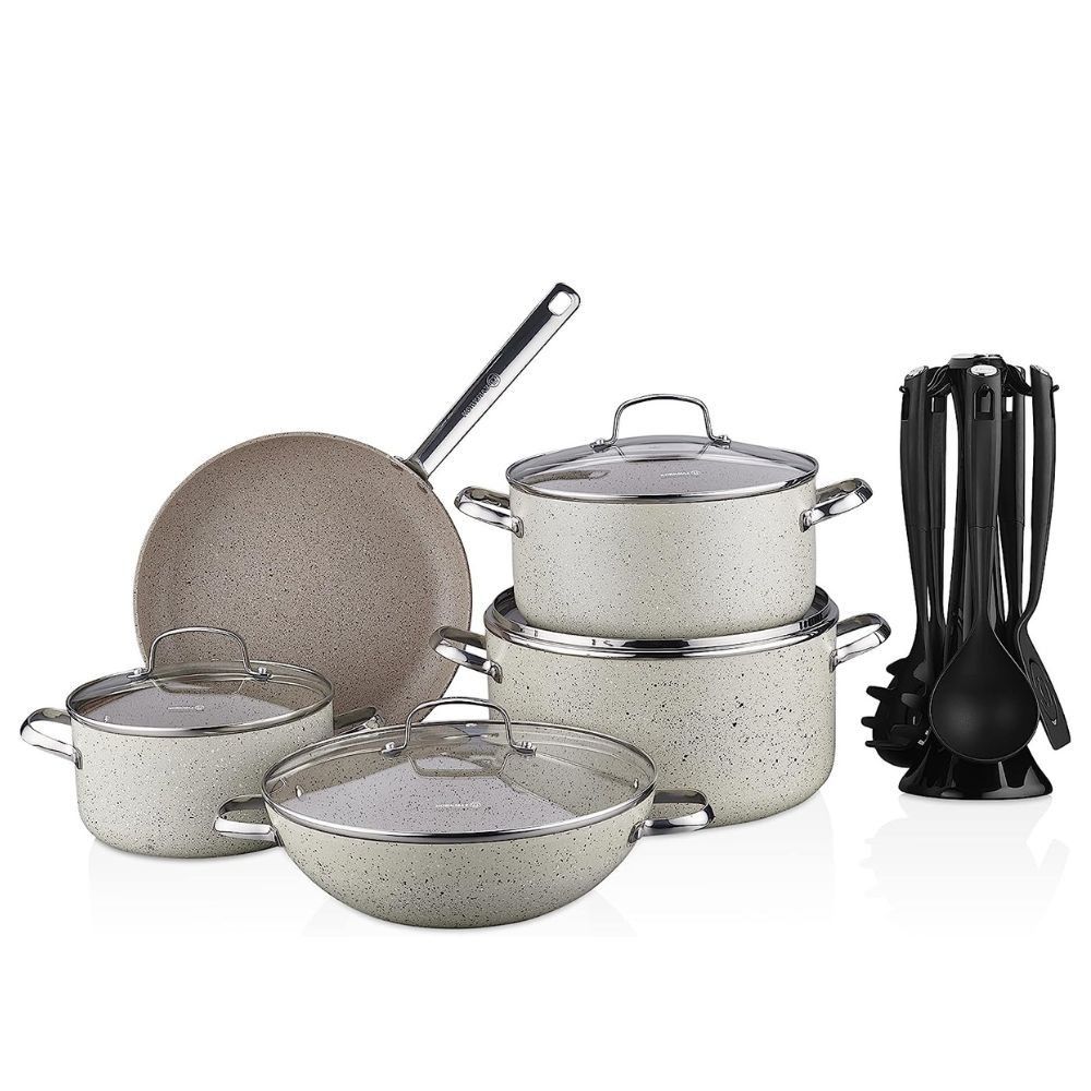 Shop KORKMAZ GRANITA 2XL 15 PCS INDUCTION BASE COOKWARE SET Online