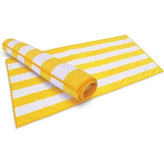 Petunia Bath Towel 70 x 140 Cm  Yellow & White Stripe 100% Cotton -Set Of 1 (600 Gsm)
