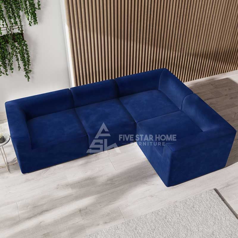 Buy Corner Modular Sofa 4 Seater Right Hand Facing - Blue, 235cm W x ...